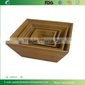 Square 4 Pieces Bamboo Salad Bowl Set, can be sold individually