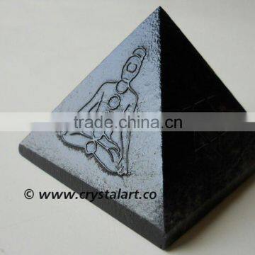 Black Obsidian 7 Chakra Buddha Emboss Pyramid