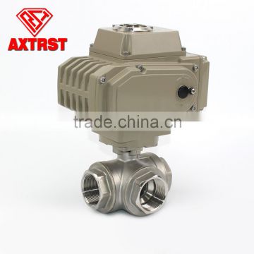 3 way thread ball valve with electric actuator