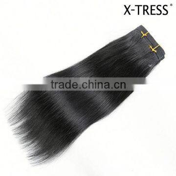 14inch 1color jet black New selling simple design pereuvian silk straight human hair weaves