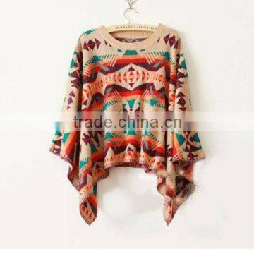 13STC5504 lady crewneck pullover ponchos wool