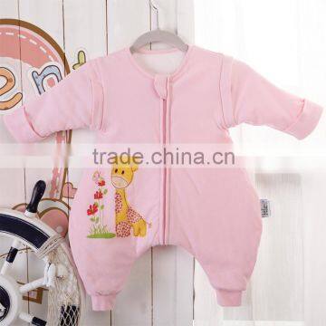 100% Cotton Anti Kicking Infant Child Foot Sleeping Bag Thick Filling for Autumn and Winter Pink Style