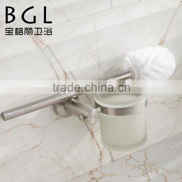 Stainless Steel 304 accessories for bathroom Wall mounted Brush painting Toilet brush Holder and frosted glass cup