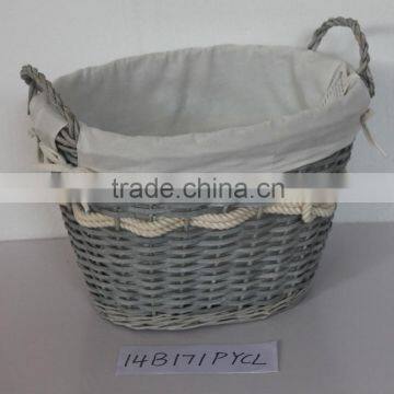 Wood Storage Basket With Liner