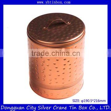 Round metal tin box with beautiful embossing for food packaging