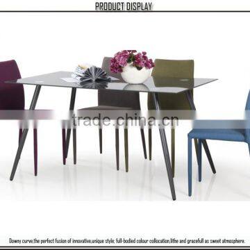 Top selling Home Furniture PU Glass Dining Table and Chairs