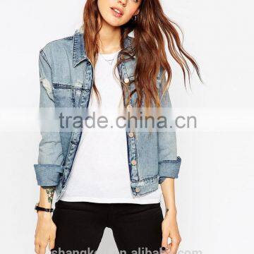 girls hot fashion light blue denim jacket light wash denim jacket stone washed denim jacket