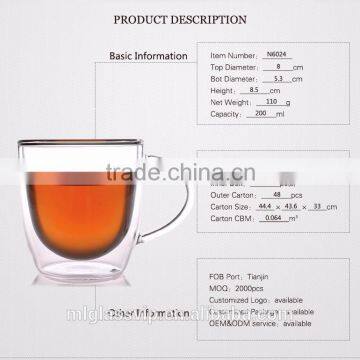 China alibaba heat resistant glass double wallmugs, coffee cup glass