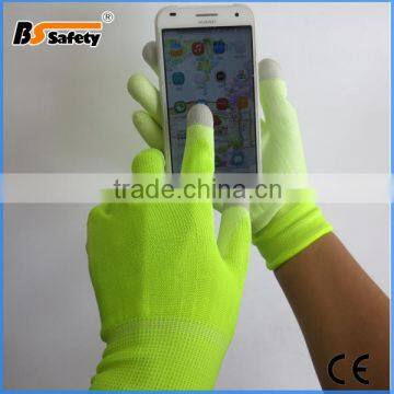 BSSAFETY green new design touch screen PU coated gloves