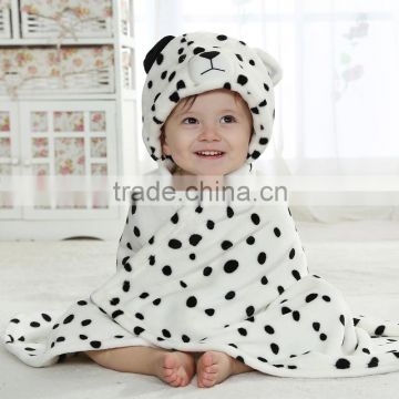 Newset cheap home animal head plush baby blanket/Plush animal hooded kids Blanket/Soft panda coral fleece hooded baby blanket