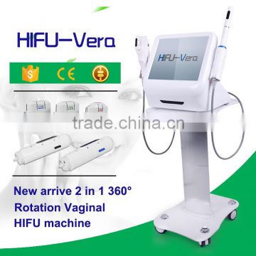 Newest !!! 2 in 1 360 degrees ratation vanigal tightening HIFU machine facial wrinkle removal face lifting HIFU machine