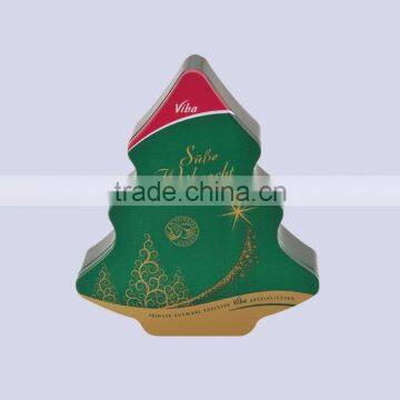 Christmas Tree shaped gift tin box use for cookie food candy