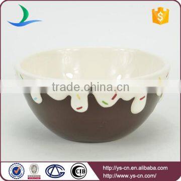 Sweet Treat Brown & White Color Ceramic Ice Cream Sundae Bowls photo-3