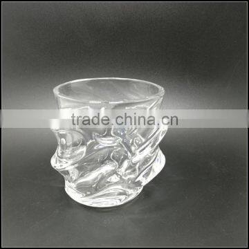 12 oz high white unique glass candle holder