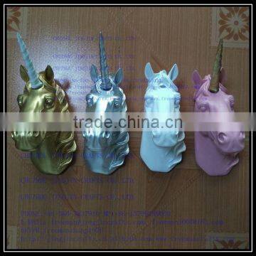 2017 Wall Mounted Silver Gold Resin Unicorn photo-5