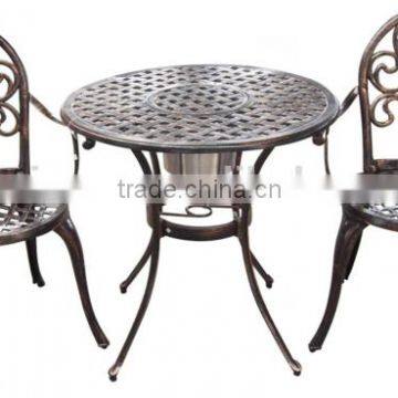 SIGMA Outdoor Furniture Ice Bucket 3PCS Set Cast Aluminum Patio Table And Chairs