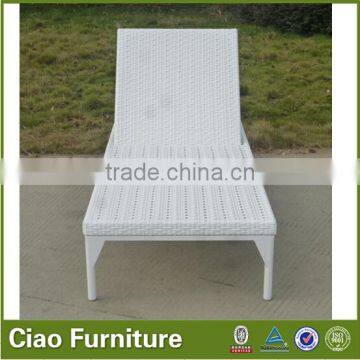 All-Weather Sunbed Patio Wicker White Sun Lounger With Wheels photo-4