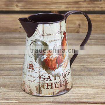 2015 metal paper decal cock watering can made in china