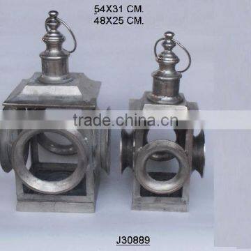 Cast Aluminium Lantern Nautical Style With Rough Nickel Finish