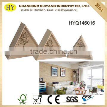 Triangle shape wall decorations unfinished wood tray