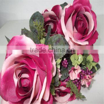 SJ20170027 Pink Peach Artificial Silk Rose Bud photo-3