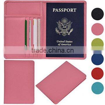 RFID Passport Holder, Cowhide Leather RFID Blocking Passport Case Cover Holder