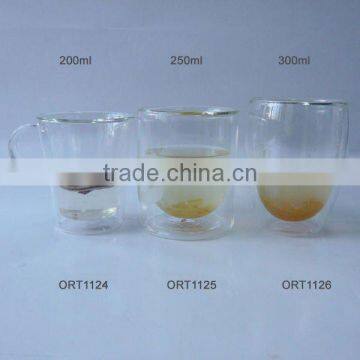 200ml 250ml 300ml double wall glass cup