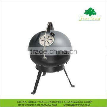 small round charcoal grill with foldable legs