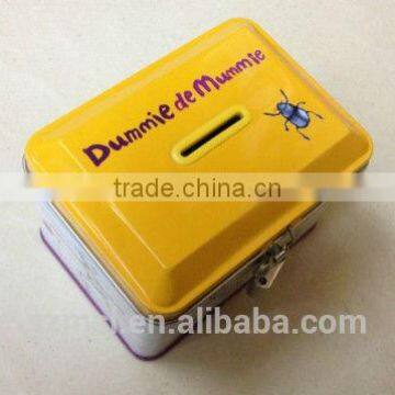 House Shape Tin Can Coin Bank Saving Box With Lock photo-4