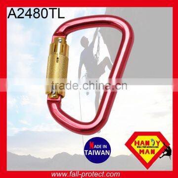 D Type Quicklock Mountain Climbing Aluminum Carabiner With Twist Lock