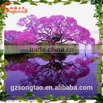 Decorative width 10m and height 5m artificial purplish red tree branches with special styles