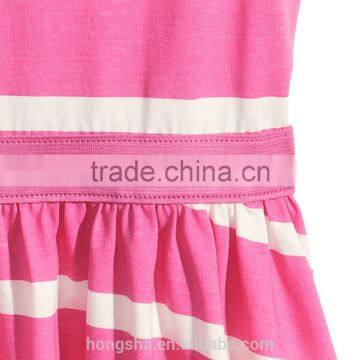 2016 Fashion Children Little Gilrs Cotton Jersey Stripe Print Dress HSD8073 photo-4