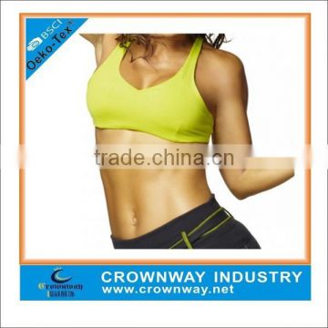 Yellow color sport bra with deep v neck design for leaies