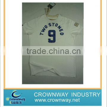 Mens fashion plain t shirt with destroyed applique