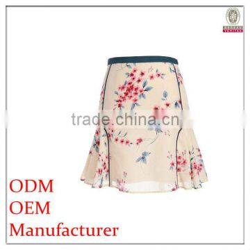 A-Line binding waist traditional chinese pattern print women short skirts