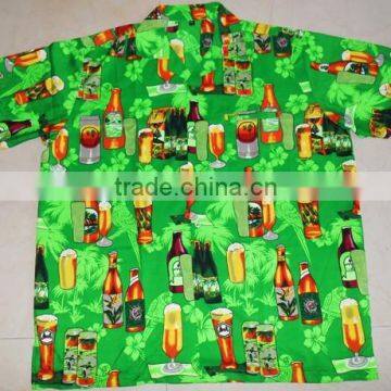 Beer Bottle Print Hawaiian Shirts