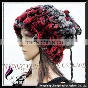 CX-C-68D Ladies Knitted Winter Neck Warmer/ Fashion Rex Rabbit Fur Hat photo-3