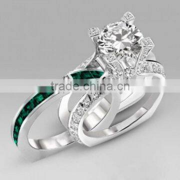 Trendy Fashion Wholesale Fine Jewelry Romantic cz Diamond Engagement Wedding Ring Set photo-6