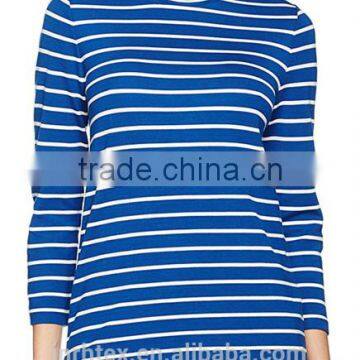 Microfiber Striped no Design Long Sleeve T-shirt for Women photo-2