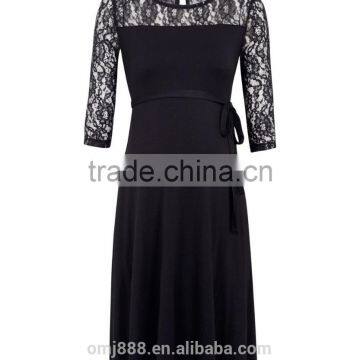 Maternity Wear Women Black Lace Swing Dress photo-2