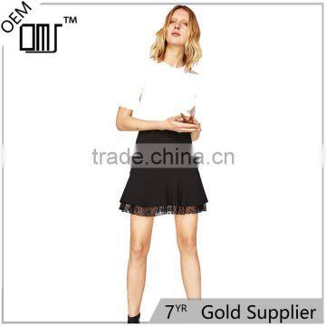 2017 OEM Spring Elegant Flouncing Frill and Lace Micro Skirt