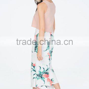 Pictures of Long and Tops Printed Floral Front Slit Skirts