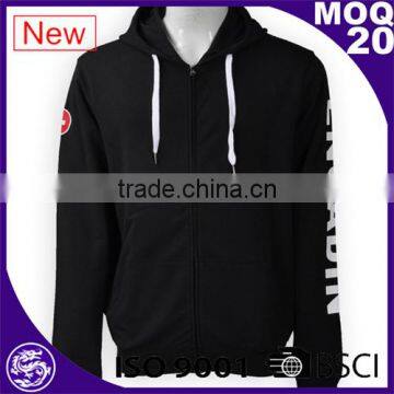 Wholesale Zip Up Plain Black High Quality Men Hoodies