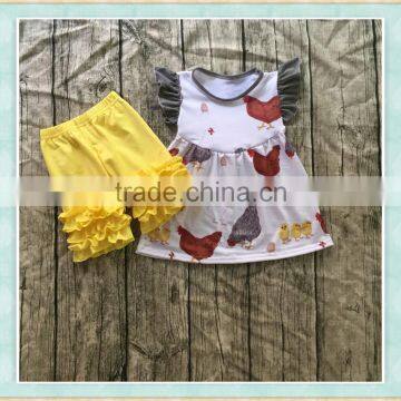 2017 Factory Hot Sale Girl's Summer Thanksgiving Chicken Design Suit Clothing photo-4