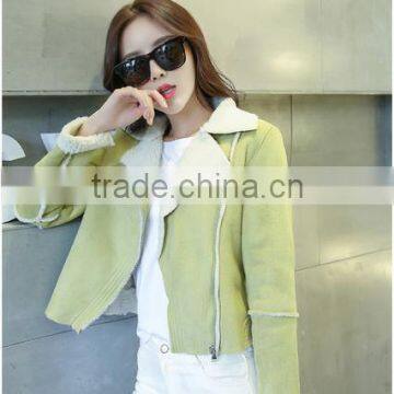 High Quality Custom Sheep Skin Bomber Leather Jacket With Hot Fur Collar photo-3