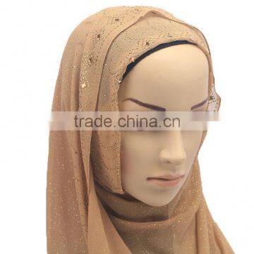 Hot Sale Muslim Chiffon Hijab Scarf With Glitters and Rhinestone Women Fashion Headscarves photo-3