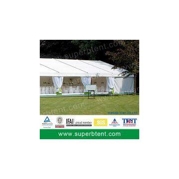 15m wedding tent with roof lining and curtain decorations