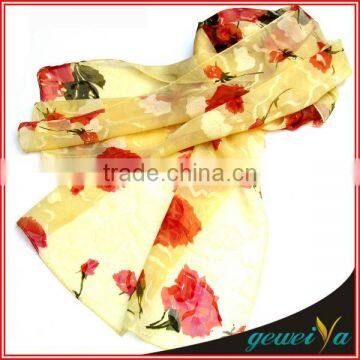 2014 Fashion Flower Printing Chiffon Women Muslim Scarf