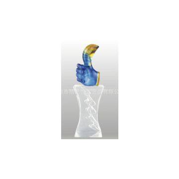 Thumb shape awards / liuli trophy / liuli thumb model trophy on sale