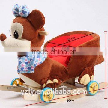 3-16 month body ride on animal toy body Plush Trojan rocking horse with music